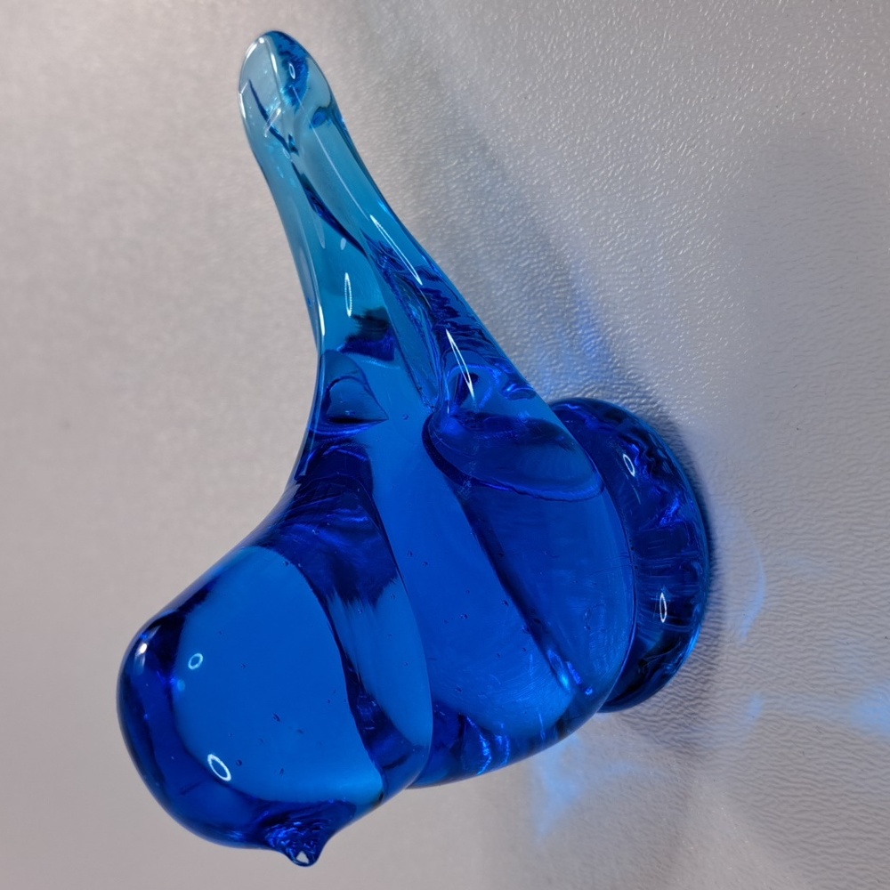 Glass Blue Bird of Happiness Signed W Ward Figurine USA 1992